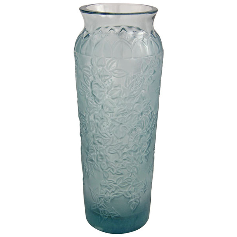 Lalique Bougainvillier Blossom Bud Blue Crystal Vase 12496