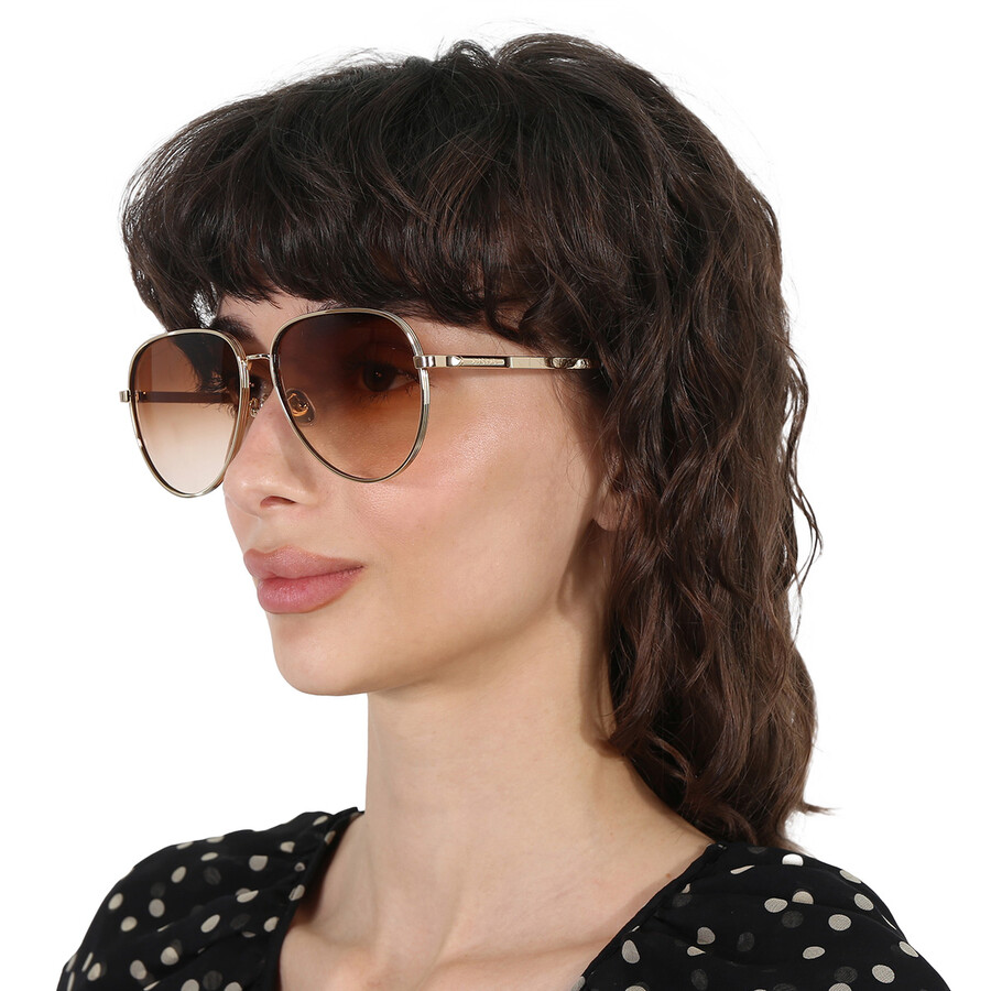 Lanvin Brown Gradient Pilot Ladies Sunglasses Lnv107s 740 61 In Brown