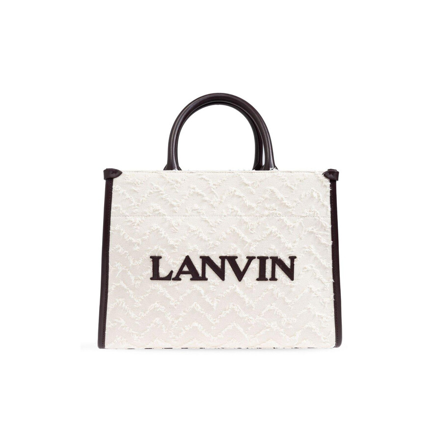 Lanvin Logo Detailed Frayed Tote Bag In Multi