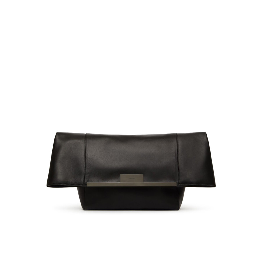 Max Mara Large Clutch In Natural Leather  In Black