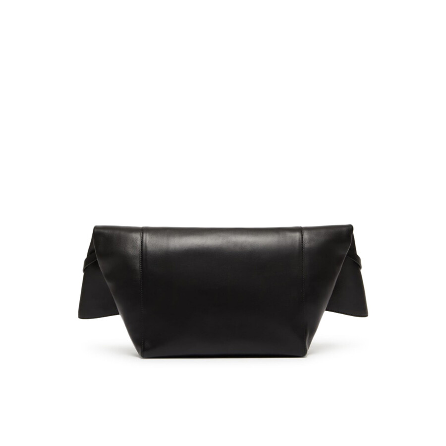 Max Mara Large Clutch In Natural Leather  In Black
