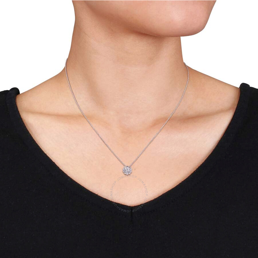 Laura Ashley 1 2 Ct Tw Diamond Pendant With Chain In 10k White Gold Laura Ashley 1 2 Ct Tw Diamond Pendant With Chain In 10k White Gold