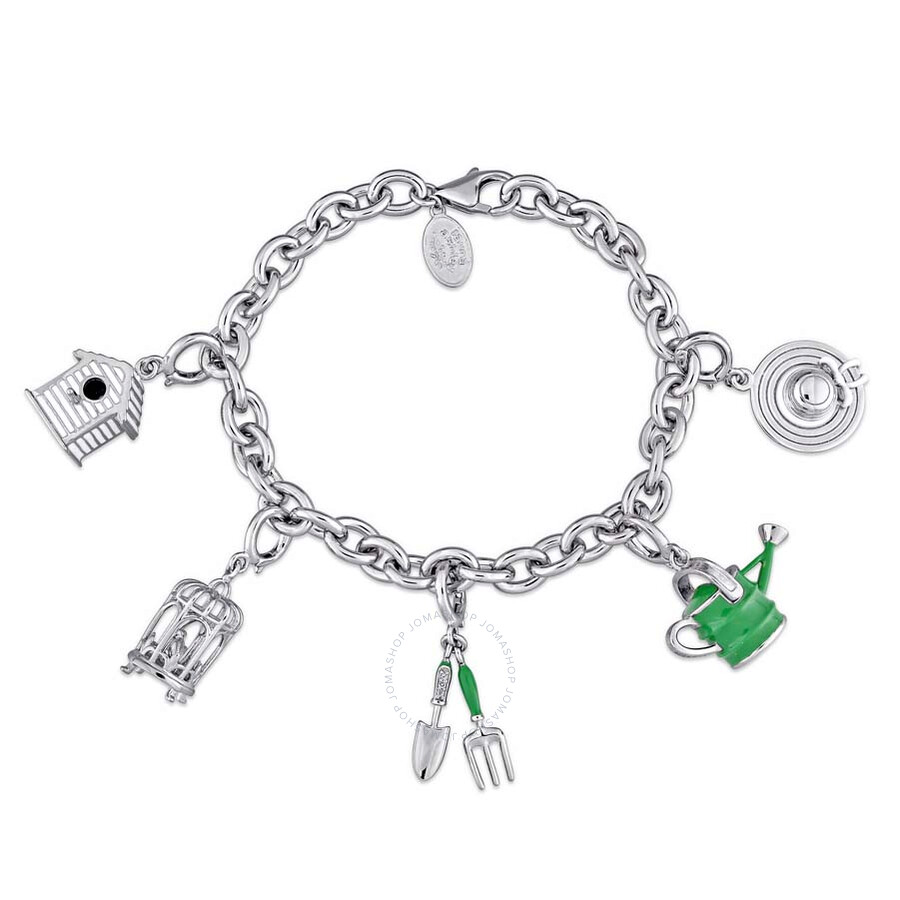 Laura Ashley Garden Collection Created White Shire Accent Charm Laura Ashley Garden Collection Created White Shire Accent Charm Bracelet In Sterling Silver With Green