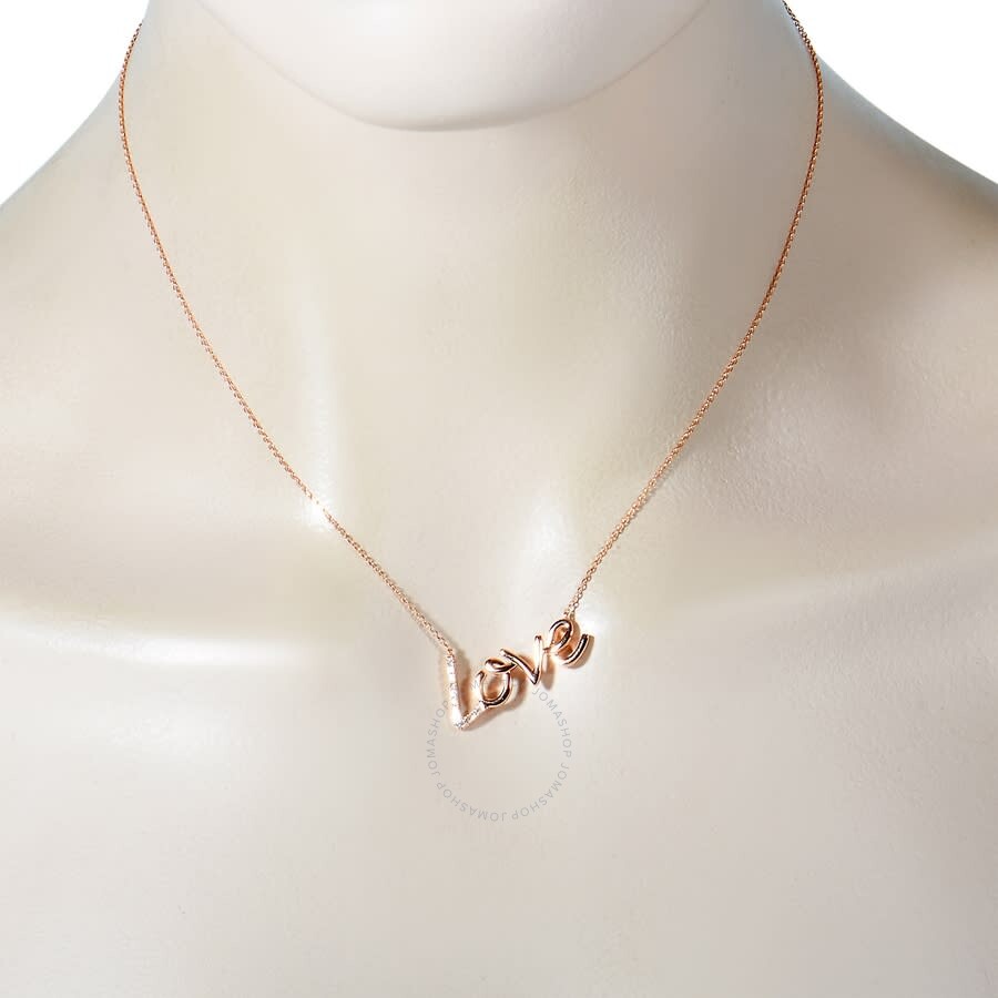 Lb Exclusive 14k Rose Gold 0.10 Ct Diamond Love Pendant Necklace In Multi-color