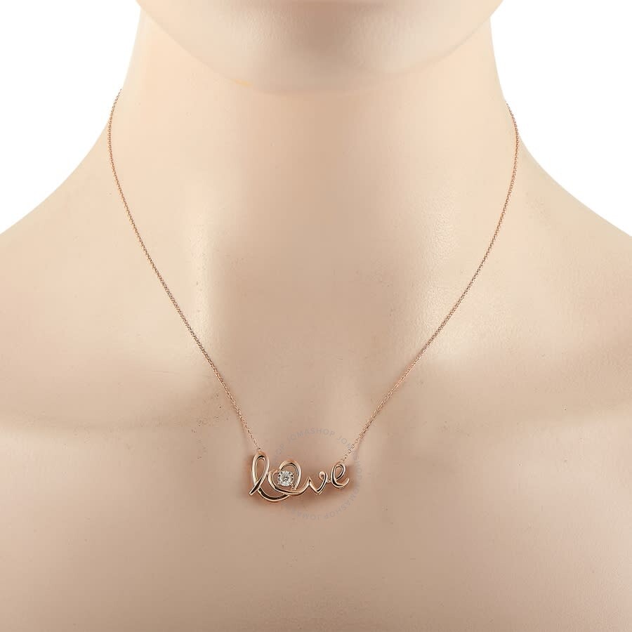 Lb Exclusive 14k Rose Gold 0.10 Ct Diamond Pendant Necklace In Multi-color