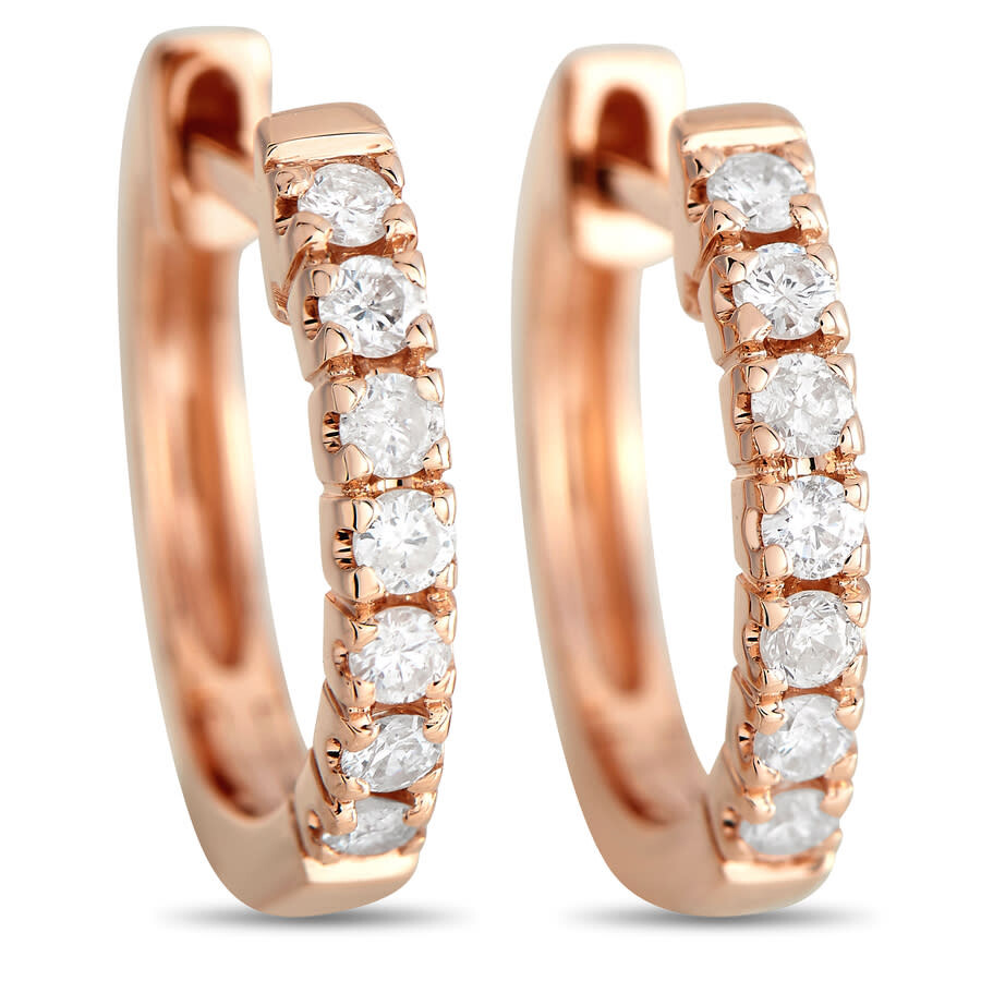 Lb Exclusive 14k Rose Gold 0.25ct Diamond Hoop Earrings In Multi-color