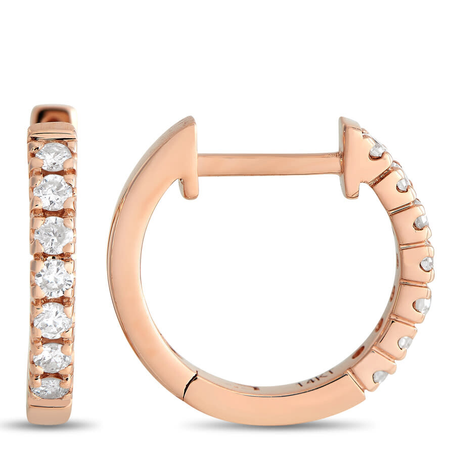 Lb Exclusive 14k Rose Gold 0.25ct Diamond Hoop Earrings In Multi-color