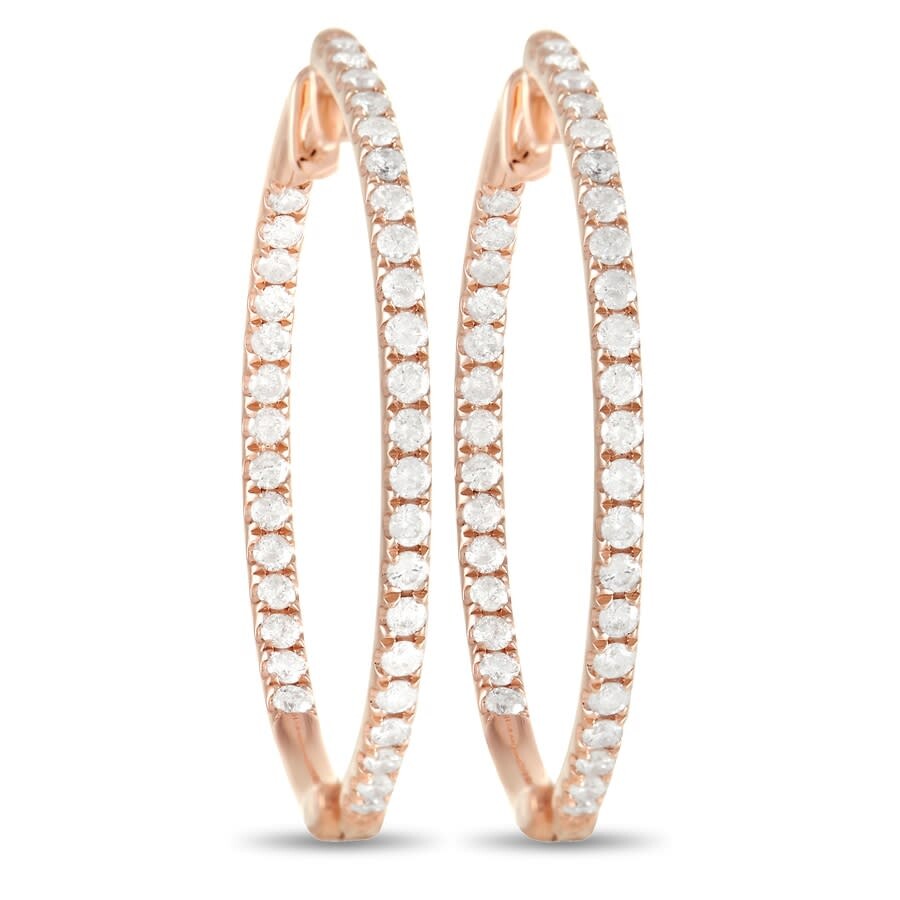 Lb Exclusive 14k Rose Gold 1.0ct Diamond Hoop Earrings In Multi-color