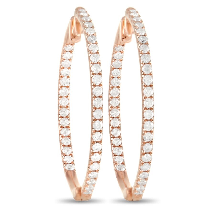 Shop Lb Exclusive 14k Rose Gold 1.0ct Diamond Hoop Earrings In Multi-color