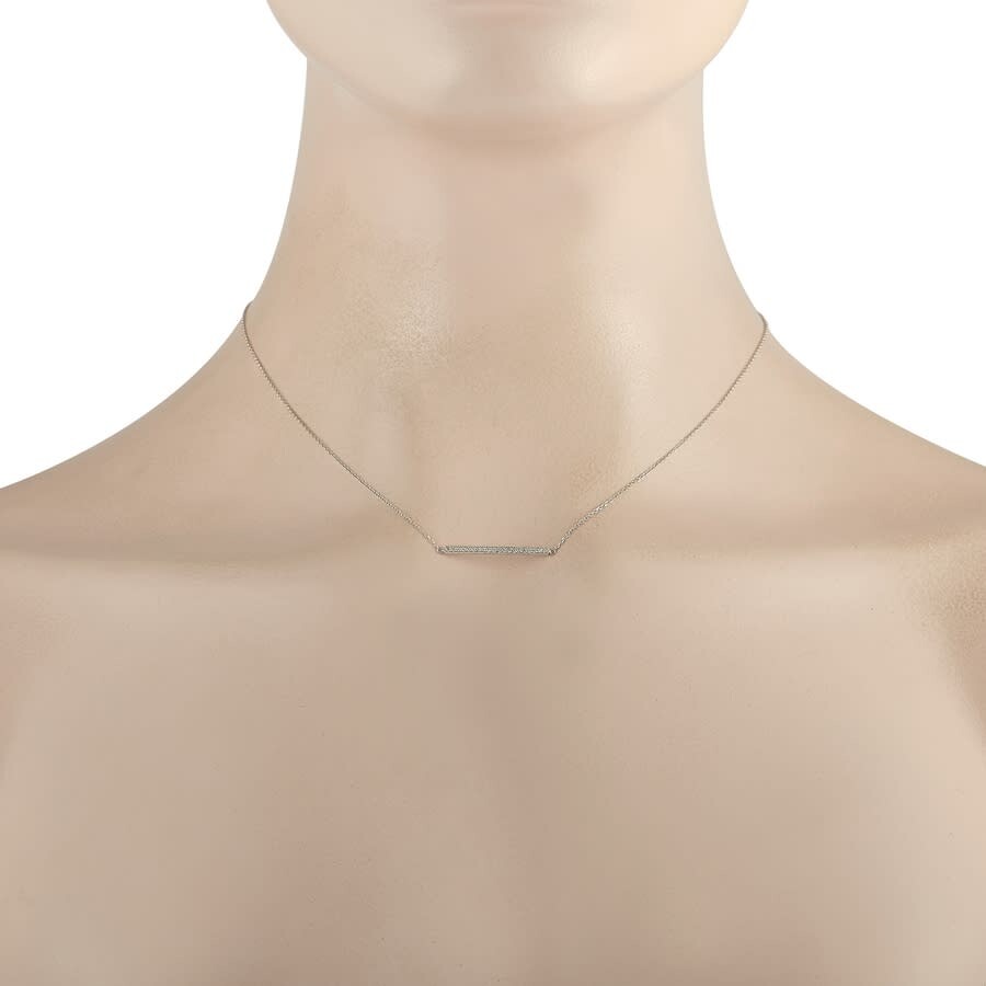 Lb Exclusive 14k White Gold 0.10 Ct Diamond Bar Necklace In Multi-color
