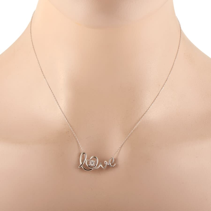 Lb Exclusive 14k White Gold 0.10 Ct Diamond Pendant Necklace In Multi-color