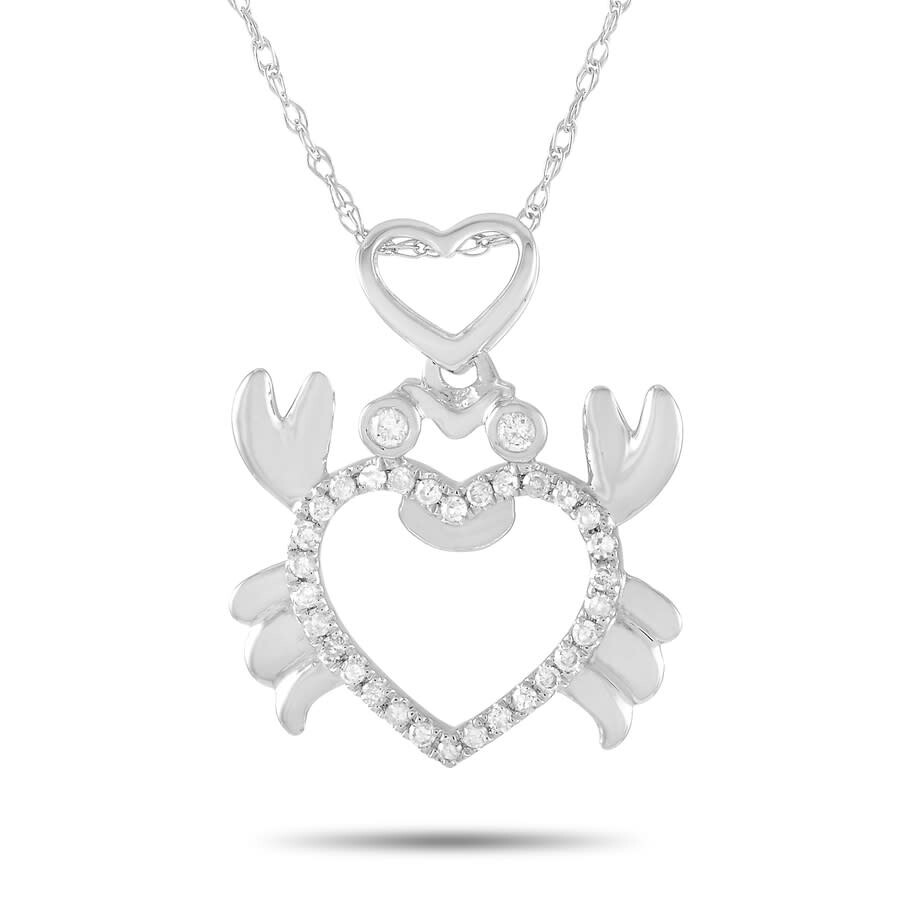 Lb Exclusive 14K White Gold 0.12 ct Diamond Crab Pendant Necklace PD415681W Jewelry, LB