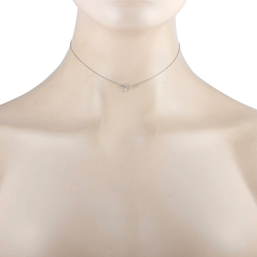 Lb Exclusive 14k White Gold 0.12 Ct Diamond Small Cross Pendant Necklace In Multi-color