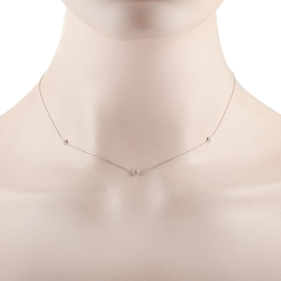 Lb Exclusive 14k White Gold 0.15 Ct Diamond Necklace In Multi-color
