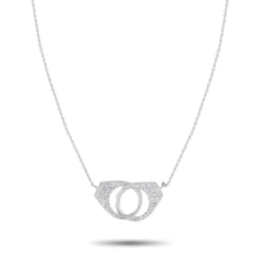 Lb Exclusive 14k White Gold 0.15ct Diamond Pave Handcuff Pendant Necklace Pn15501 W In Metallic