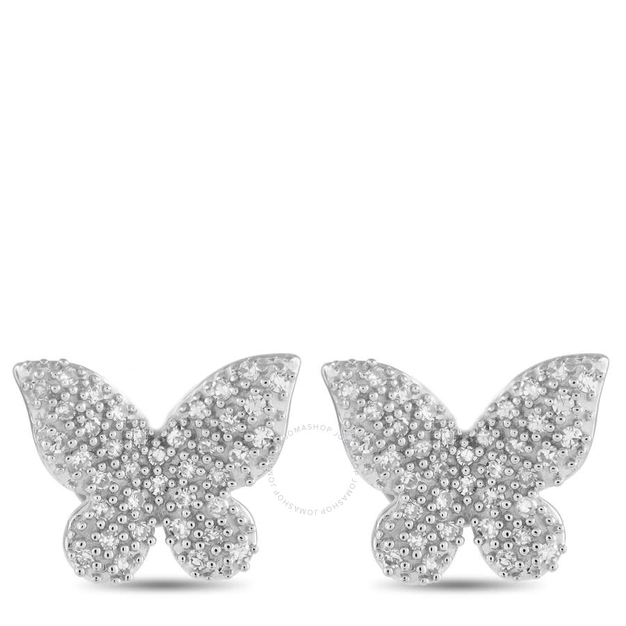 Lb Exclusive 14k White Gold 0.16ct Diamond Butterfly Earrings Er28699 W