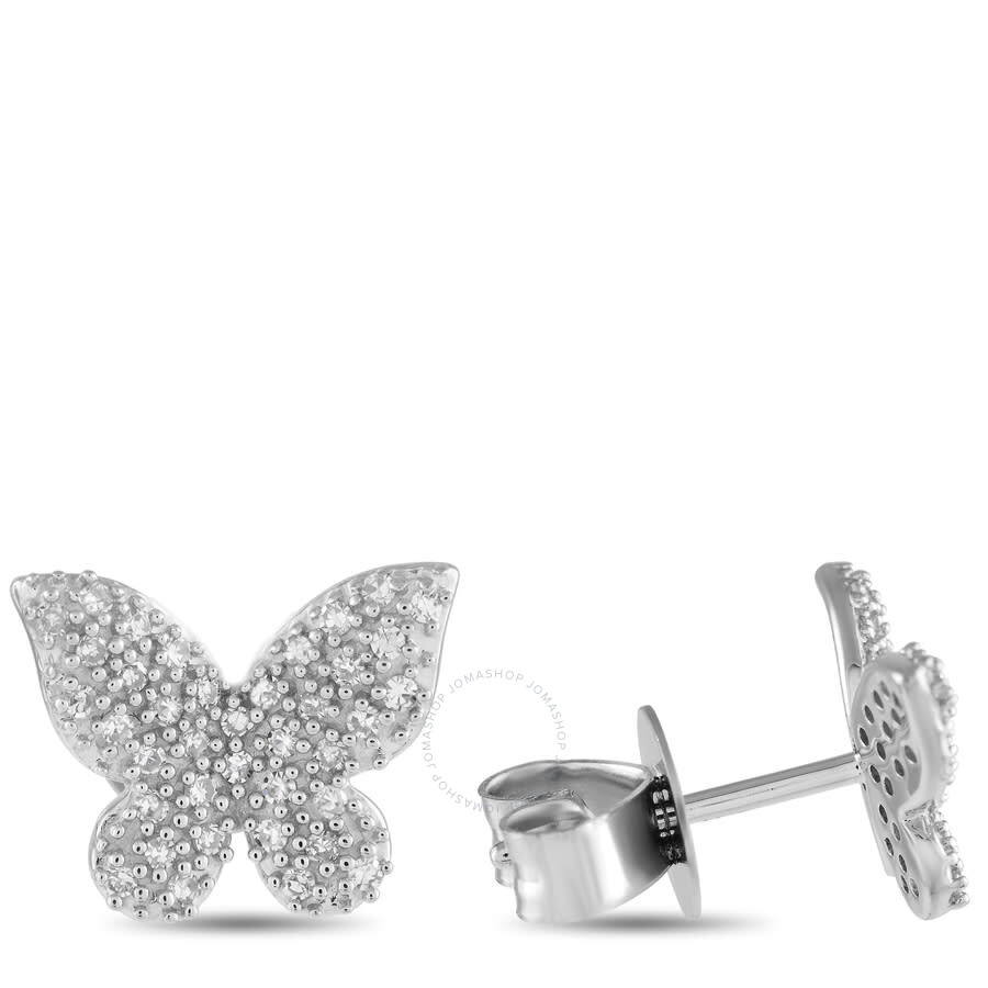 Lb Exclusive 14k White Gold 0.16ct Diamond Butterfly Earrings Er28699 W