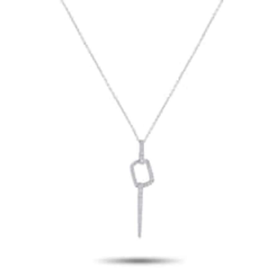 Lb Exclusive 14k White Gold 0.25ct Diamond Minimalist Geometric Necklace  Pn16229 W In Metallic