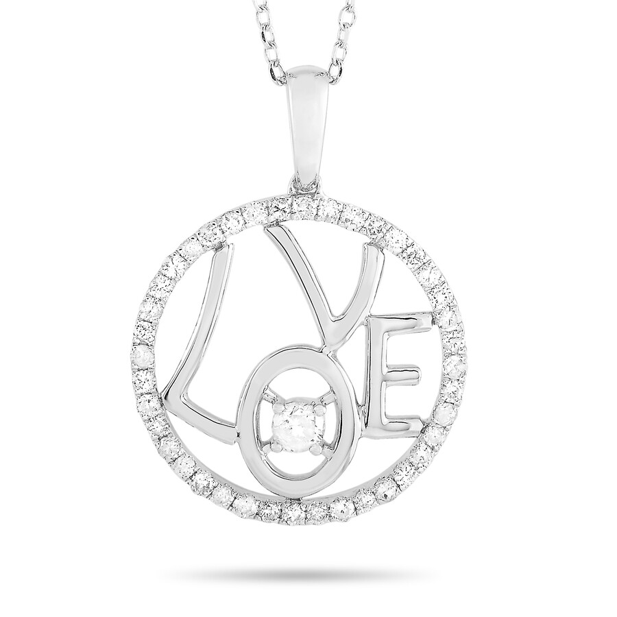 Lb Exclusive 14k White Gold 0.30 Ct Diamond Pendant Necklace
