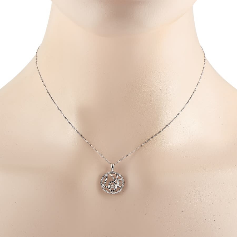Lb Exclusive 14k White Gold 0.30 Ct Diamond Pendant Necklace