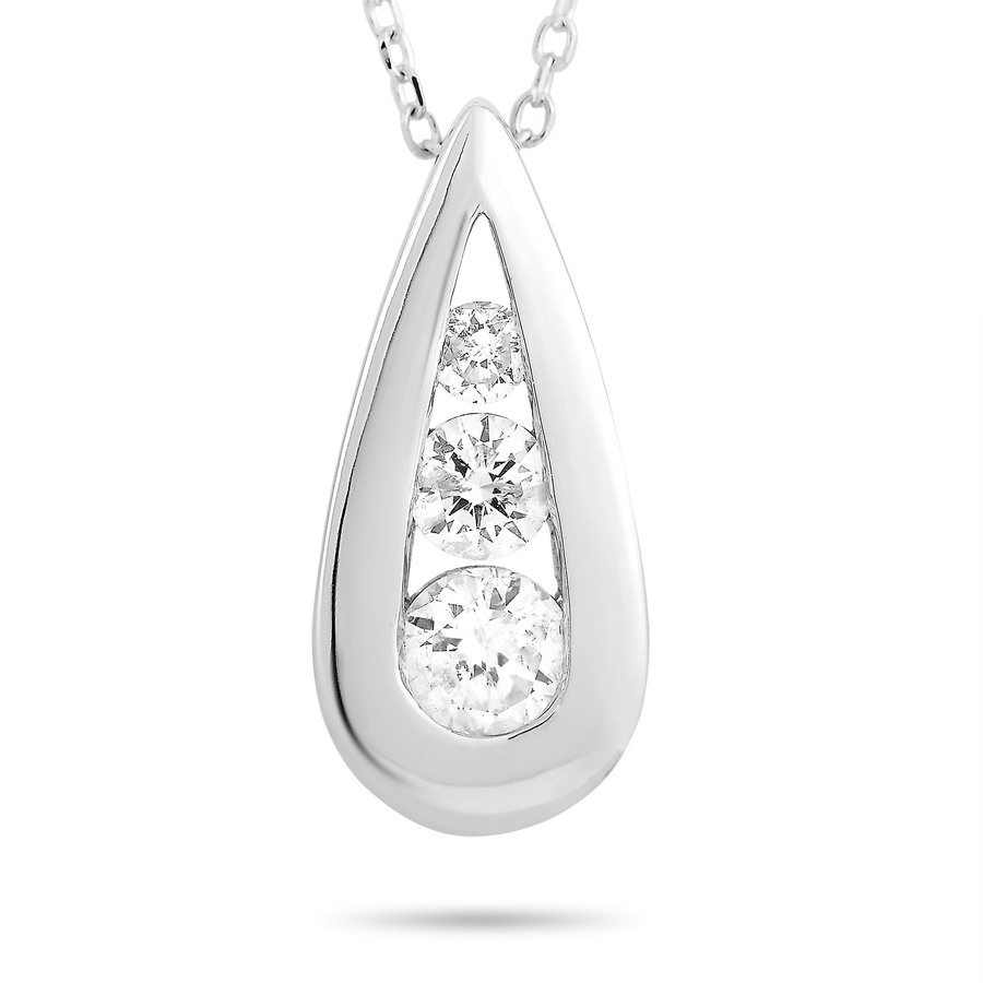 Lb Exclusive 14K White Gold 0.35 ct Diamond Pendant Necklace APD-15766 ...