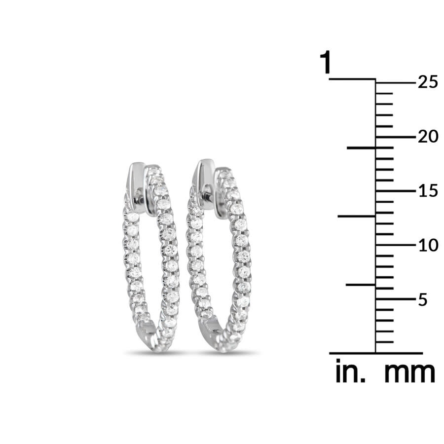 Lb Exclusive 14k White Gold 0.42ct Diamond Inside Out Hoop Earrings