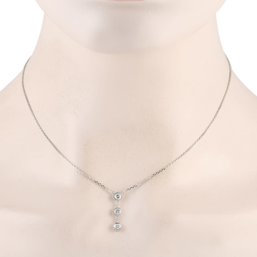 Lb Exclusive 14k White Gold 0.45ct Diamond 3 Stone Necklace In Multi-color