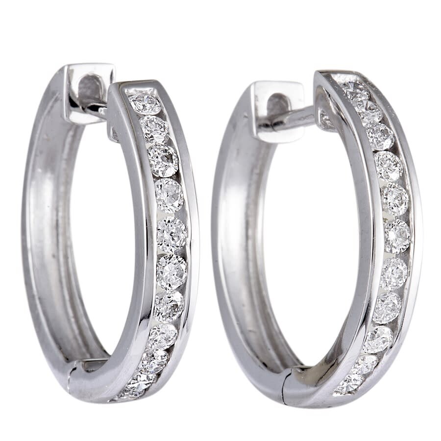 Shop Lb Exclusive 14k White Gold 0.50 Ct Diamond Small Hoop Earrings In Multi-color