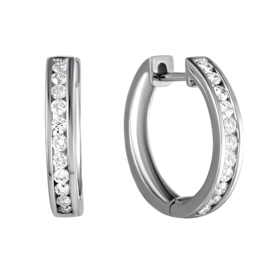 Shop Lb Exclusive 14k White Gold 0.50 Ct Diamond Small Hoop Earrings In Multi-color