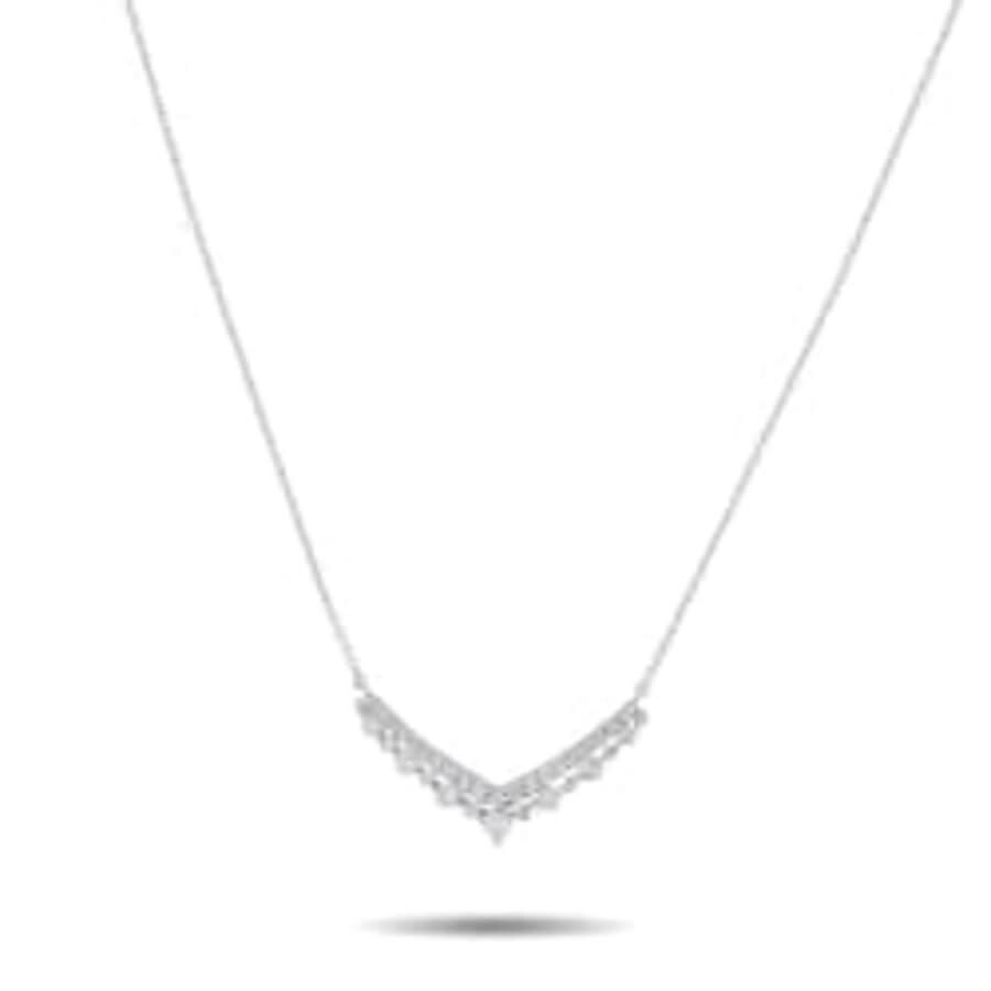 Lb Exclusive 14k White Gold 0.50ct Diamond V Pendant Necklace Pn16158 W In Metallic