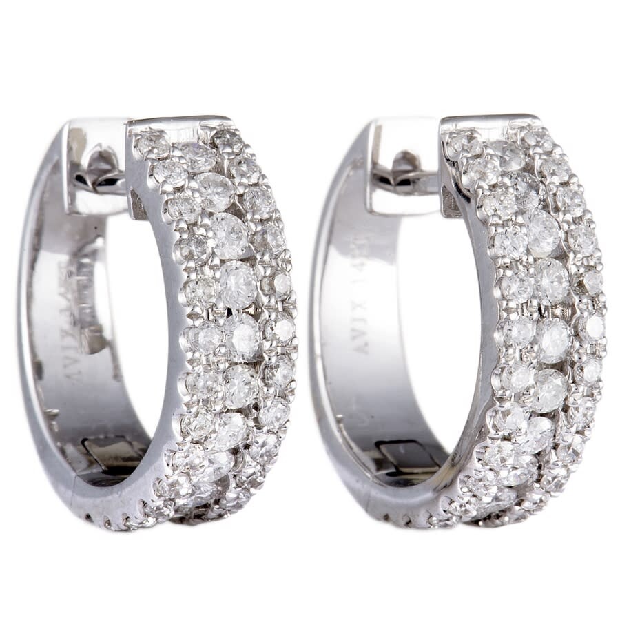Lb Exclusive 14k White Gold 1.00 Ct Diamond Hoop Earrings In Multi-color