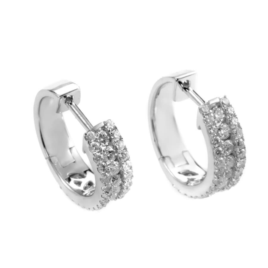 Lb Exclusive 14k White Gold 1.00 Ct Diamond Hoop Earrings In Multi-color