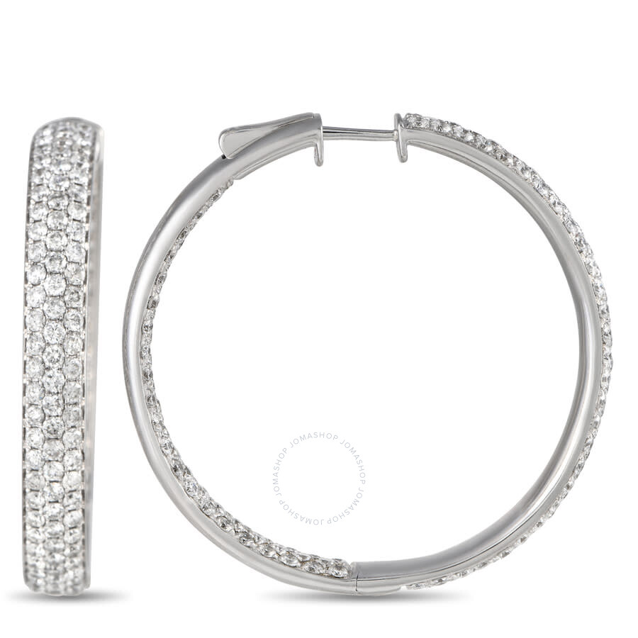 Lb Exclusive 14k White Gold 6.10ct Diamond Inside Out Hoop Earrings In Multi-color