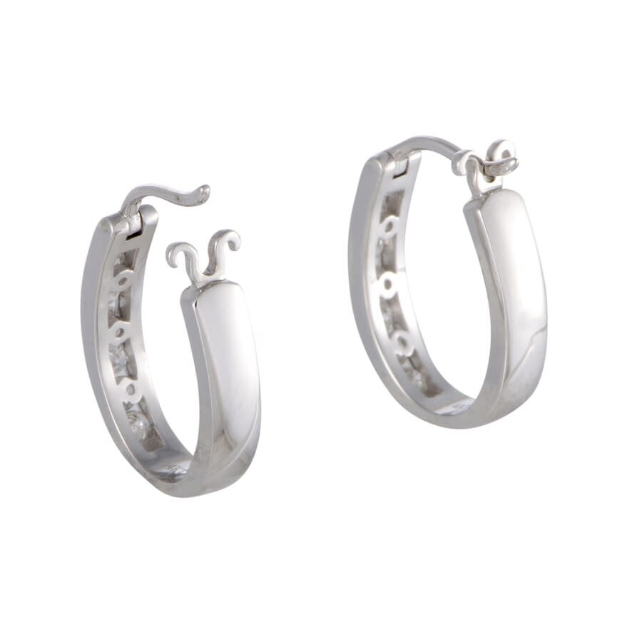 Lb Exclusive 14k White Gold Channel Set 0.5 Ct Diamond Huggies Hoop Earrings In Multi-color