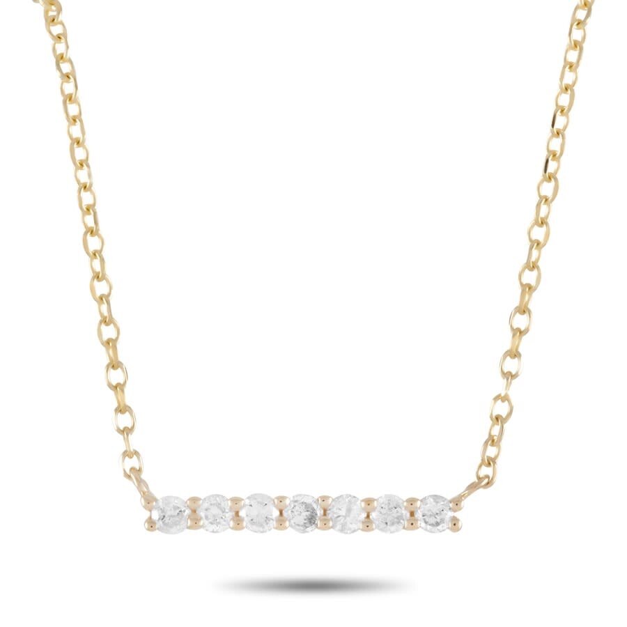 Shop Lb Exclusive 14k Yellow Gold 0.10ct Diamond Bar Necklace In Multi-color