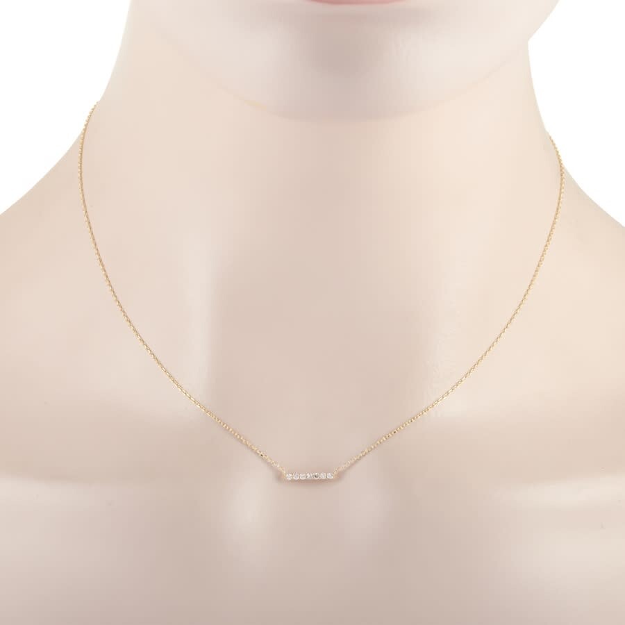 Shop Lb Exclusive 14k Yellow Gold 0.10ct Diamond Bar Necklace In Multi-color