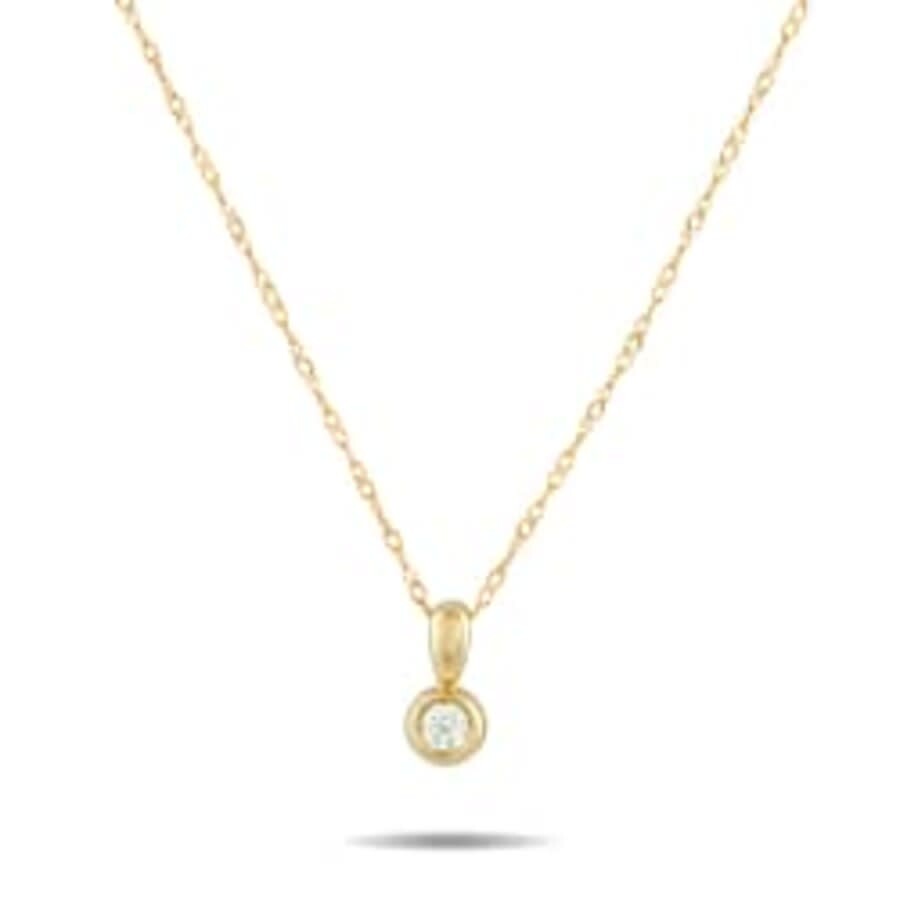 Lb Exclusive 14k Yellow Gold 0.10ct Diamond Solitaire Pendant Necklace Pn16139 Y