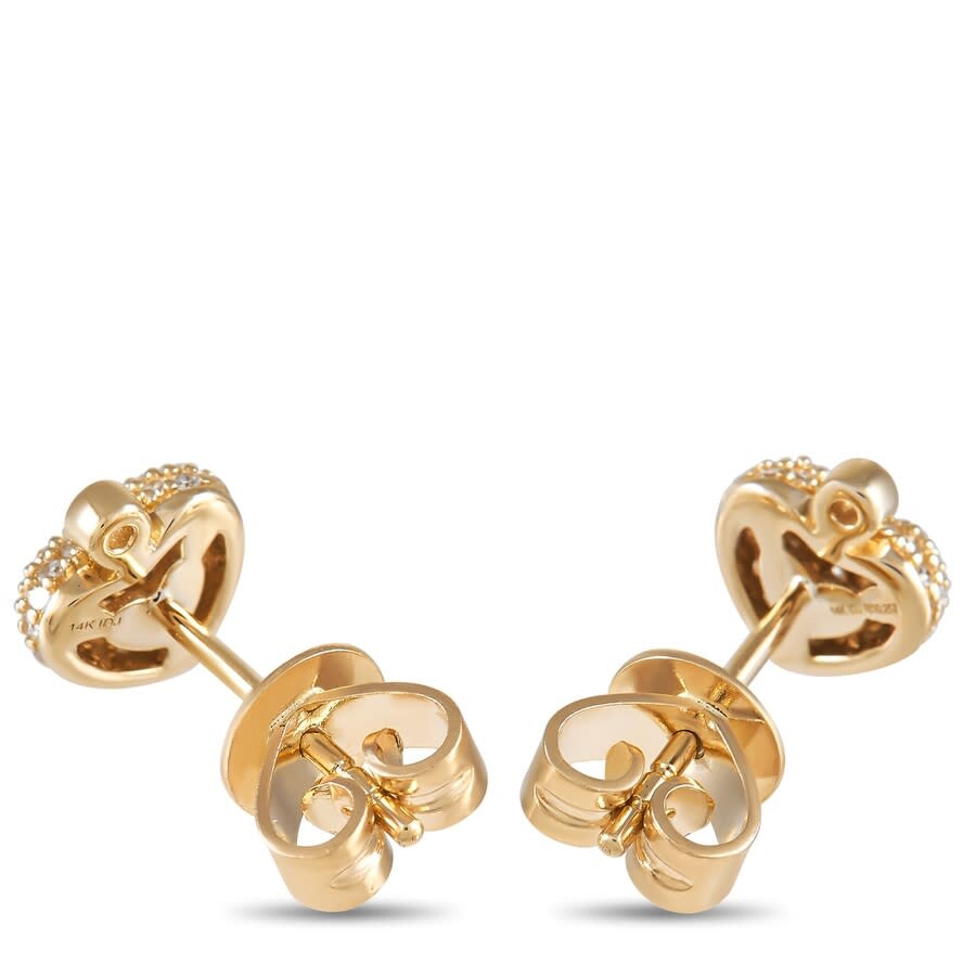 Lb Exclusive 14k Yellow Gold 0.25 Ct Diamond Heart Earrings In Multi-color