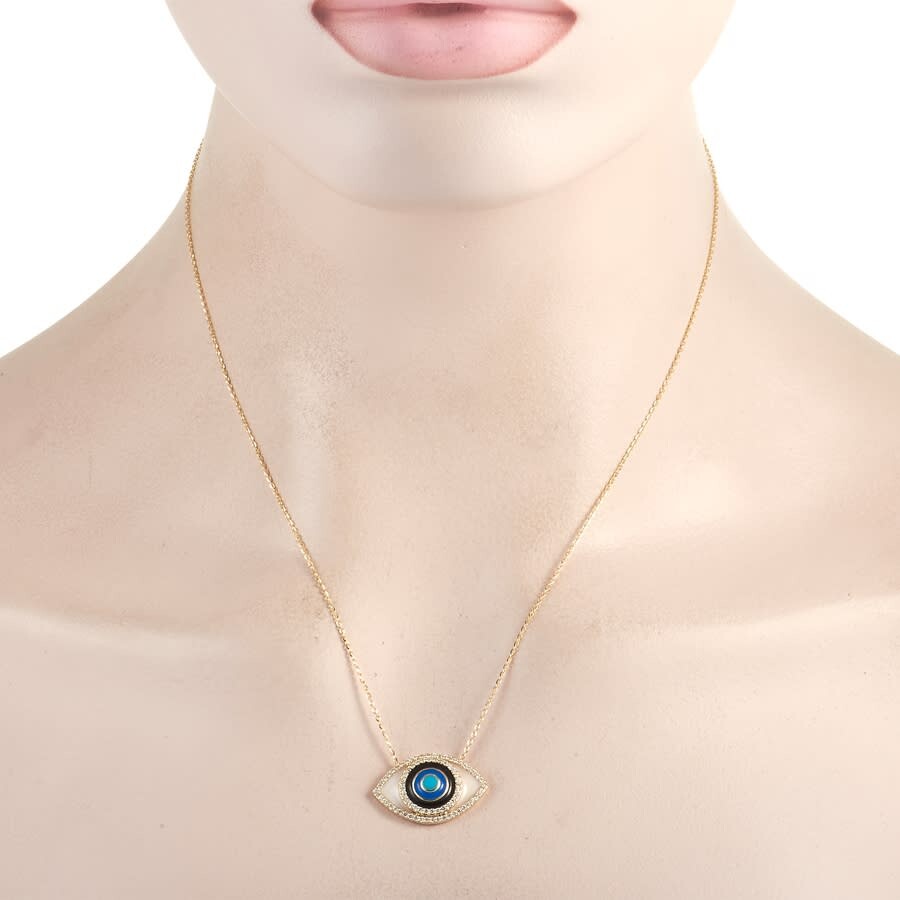 Lb Exclusive 14k Yellow Gold 0.40 Ct Diamond Evil Eye Necklace In Multi-color