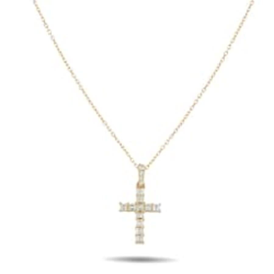 Lb Exclusive 14k Yellow Gold 0.45ct Diamond Cross Necklace Cr1419 Y