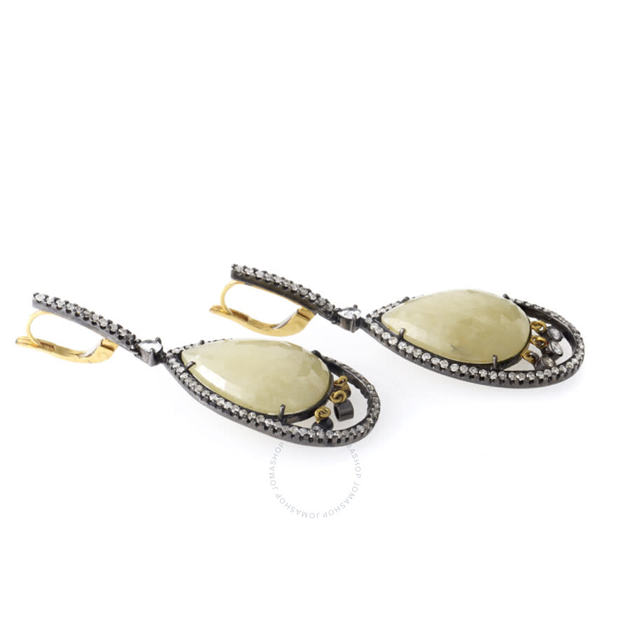 Lb Exclusive 18k Gold Stainless Steel Yellow Sapphire Diamond Earrings Er3860 In Multi-color