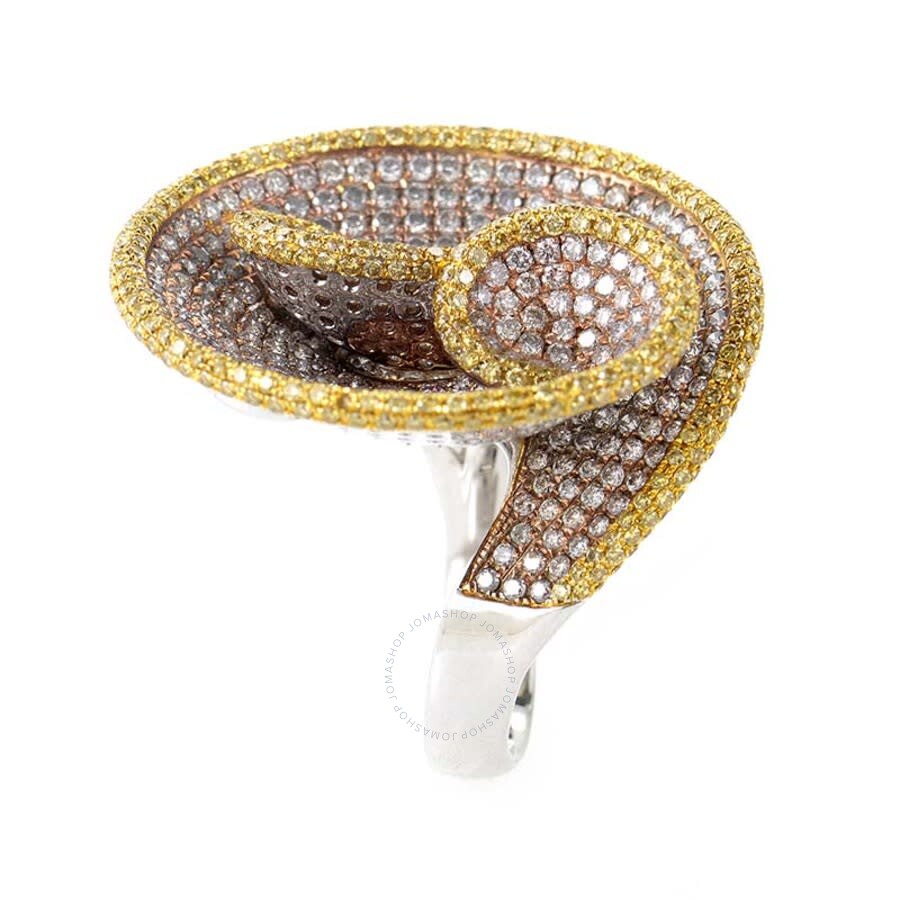Lb Exclusive 18k Multi Gold & Diamond Swirl Ring In Multi-color