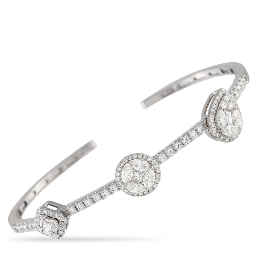 Lb Exclusive 18K White Gold 2.50ct Diamond Open Cuff Bracelet ALB14437