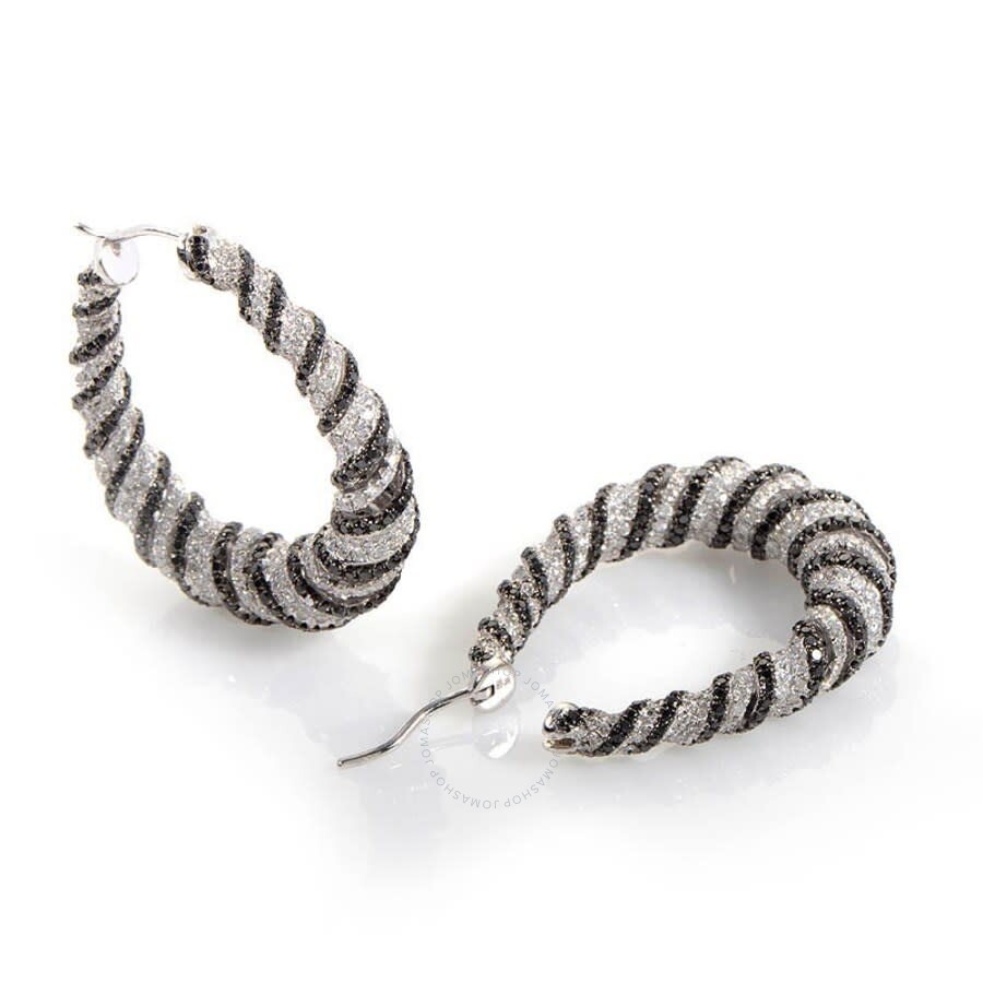 Lb Exclusive 18k White Gold Zebra Hoop Earrings In Multi-color