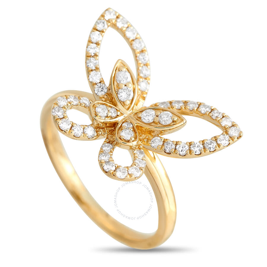 18K2.00ctリング Lb Exclusive 18K Yellow Gold 0.50ct Diamond Butterfly Ring