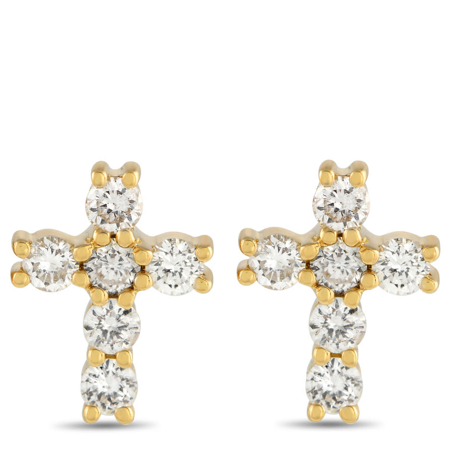 Lb Exclusive 18K Yellow Gold 0.50ct Diamond Cross Earrings AER-16973-Y ...