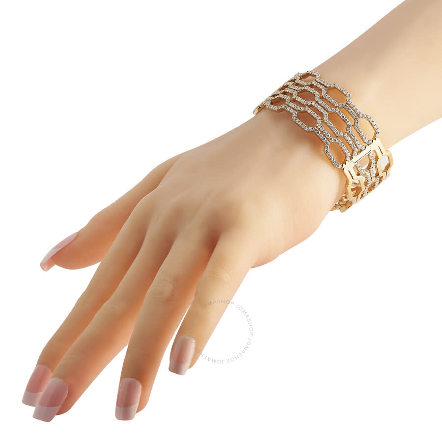 Lb Exclusive 18k Yellow Gold 7.96ct Diamond Openwork Wide Bracelet In Multi-color