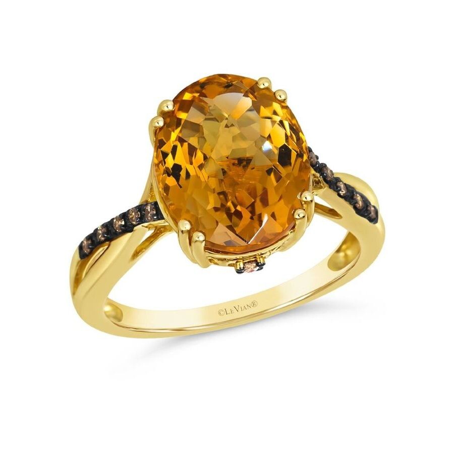 Le Vian Ladies Semi Precious Ring Featuring 4 1/4 Cts. Cinnamon Citrine Set In 14k Honey Gold In Yellow