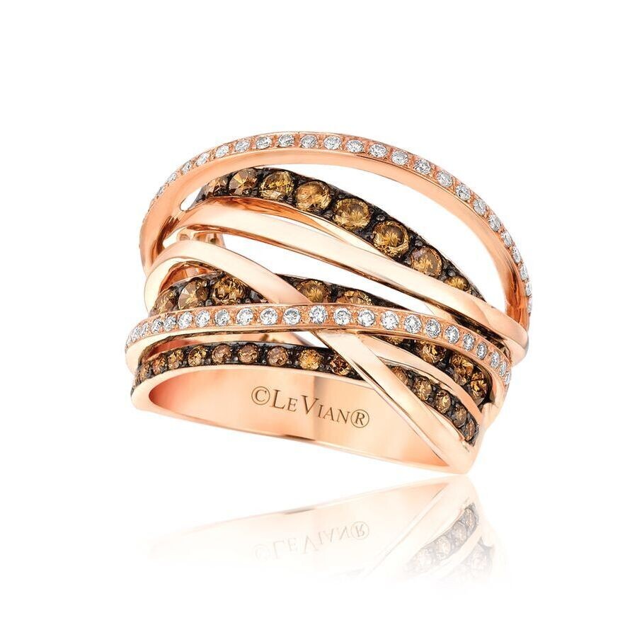 Le Vian Ladies Euphoria Chocolate Rings Set In 14k Strawberry Gold In Pink/rose Gold Tone/gold Tone