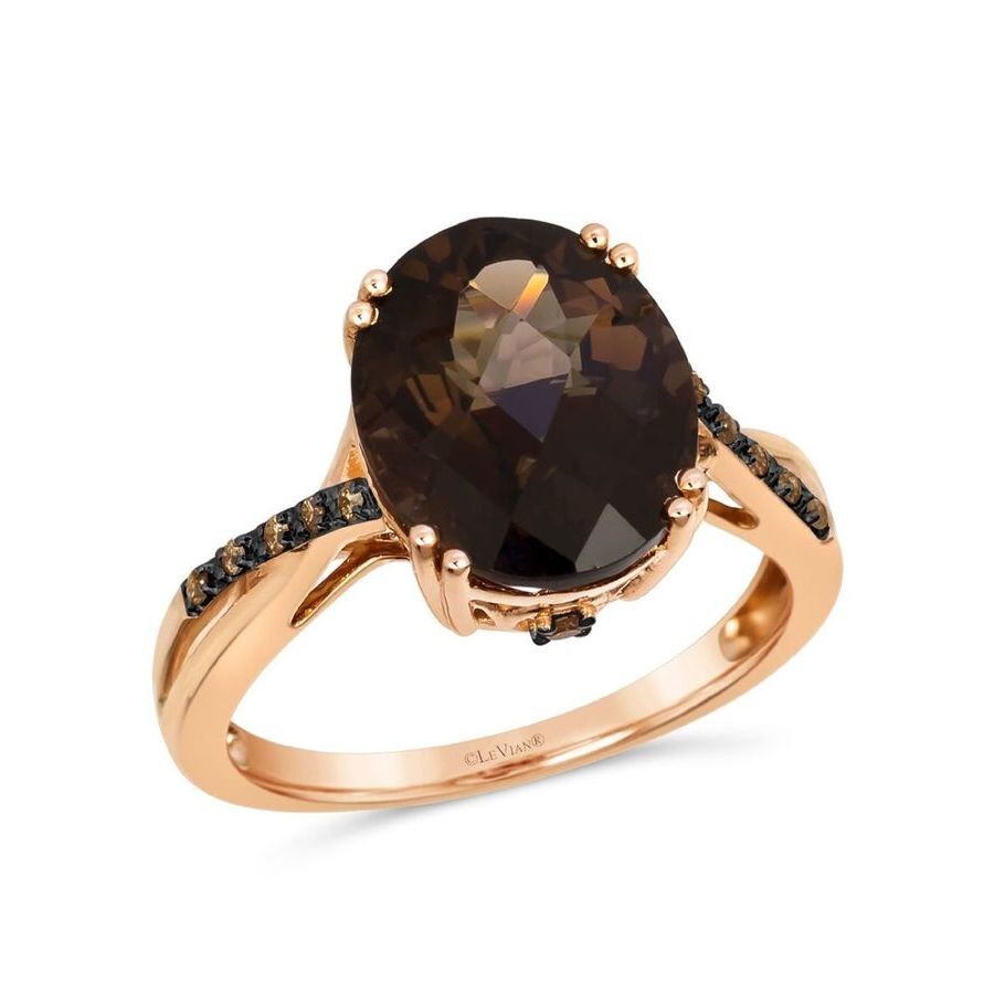 Le Vian Ladies Semi Precious Ring Featuring 4 1/4 Cts. Chocolate Quartz Set In 14k Strawberry Gold In Pink/rose Gold Tone/gold Tone